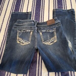 Maurice's Distressed Low-Rise Boot Cut Jeans Size 3/4 Short